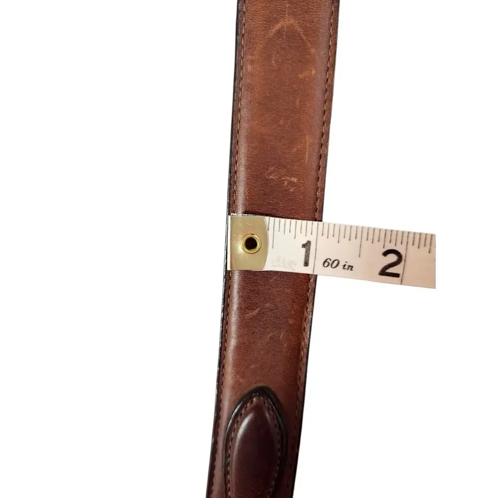 L.L. Bean Brown‎ Leather Belt Size 40 Classic Casual Distressed Silver Buckle